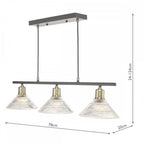 Dar BOY0375 Boyd 3 Light Bar Antique Brass with Glass Shade (S)