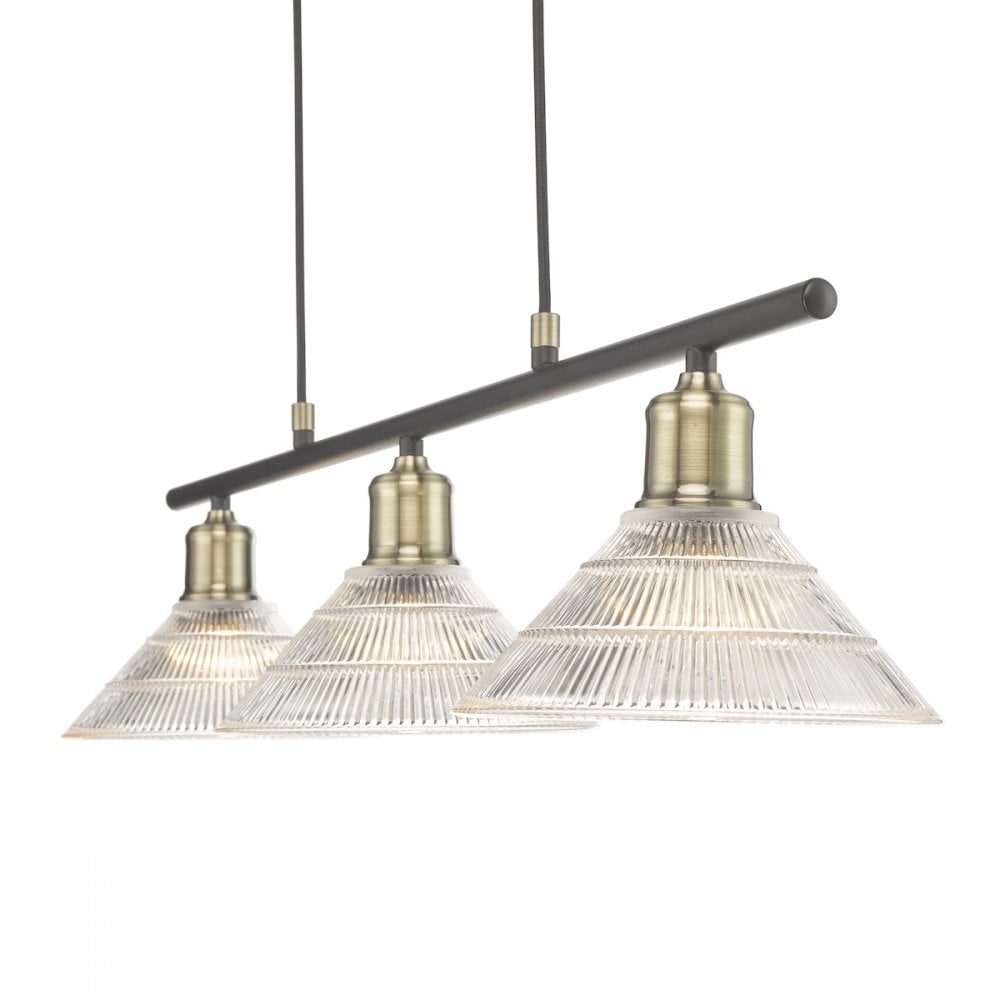 Dar BOY0375 Boyd 3 Light Bar Antique Brass with Glass Shade (S)