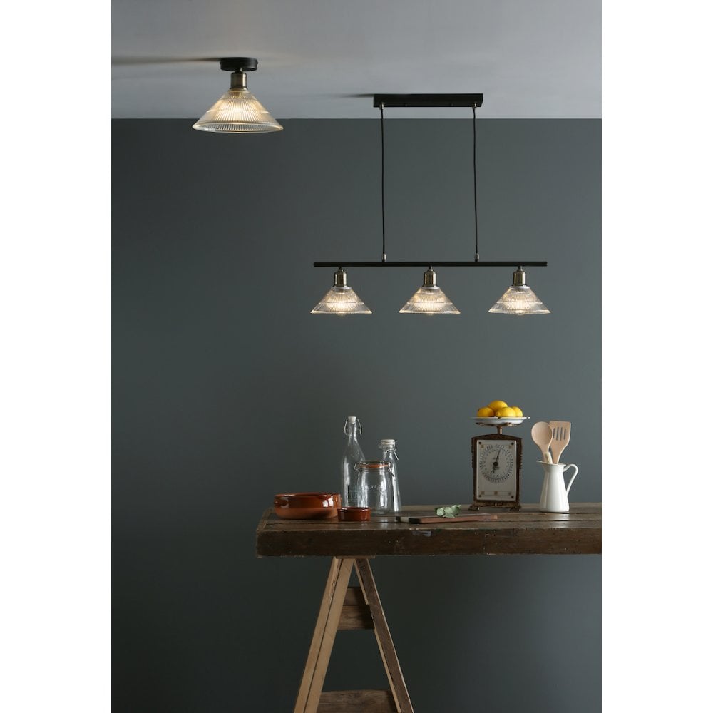 Dar BOY0375 Boyd 3 Light Bar Antique Brass with Glass Shade (S)