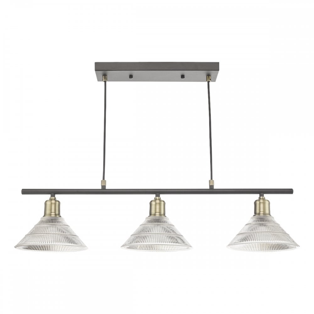 Dar BOY0375 Boyd 3 Light Bar Antique Brass with Glass Shade (S)