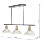 Dar BOY0375 Boyd 3 Light Bar Antique Brass with Glass Shade