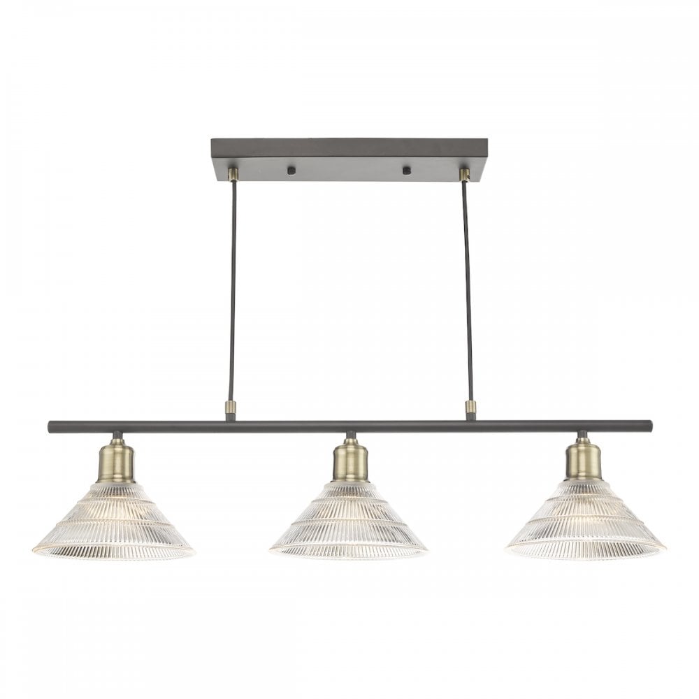 Dar BOY0375 Boyd 3 Light Bar Antique Brass with Glass Shade