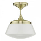 Dar CAD0175 Caden Bathroom Semi Flush Antique Brass Opal Glass