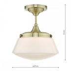 Dar CAD0175 Caden Bathroom Semi Flush Antique Brass Opal Glass