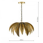 Dar CAR0135 Cara 1 Light Pendant Antique Gold