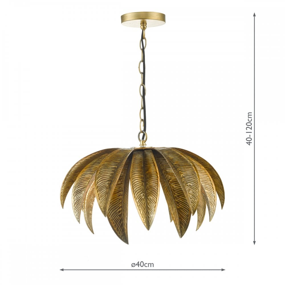 Dar CAR0135 Cara 1 Light Pendant Antique Gold