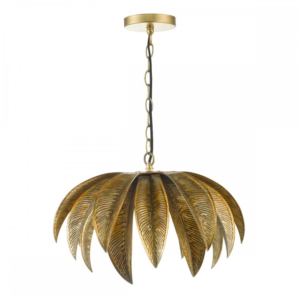 Dar CAR0135 Cara 1 Light Pendant Antique Gold (S)