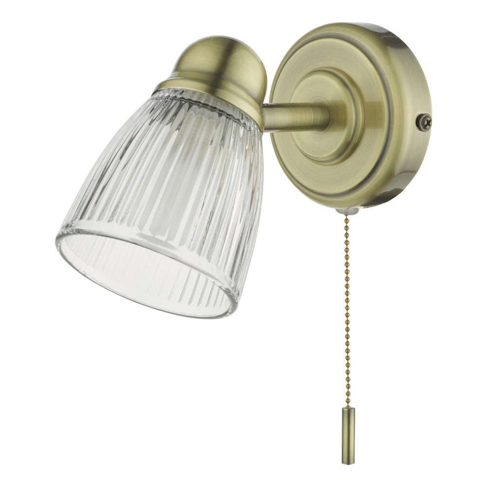Cedric Bathroom Single Spotlight Antique Brass Glass