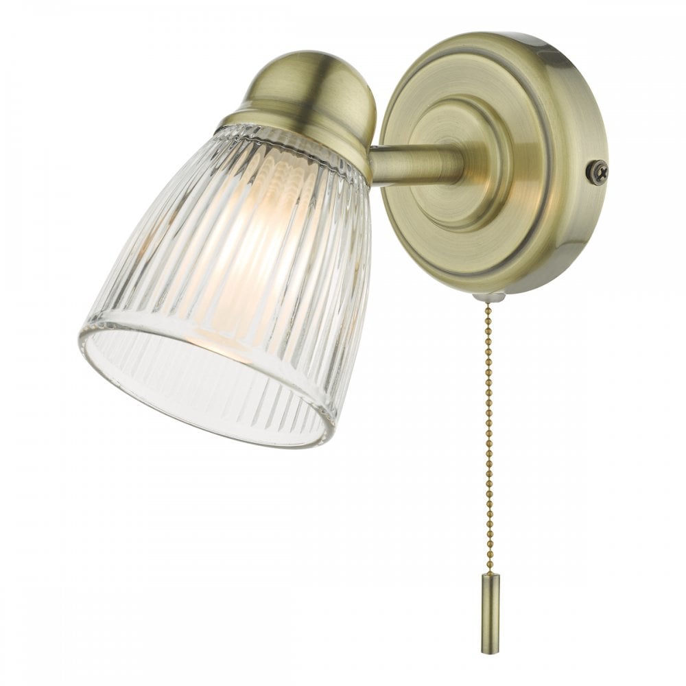 Cedric Bathroom Single Spotlight Antique Brass Glass