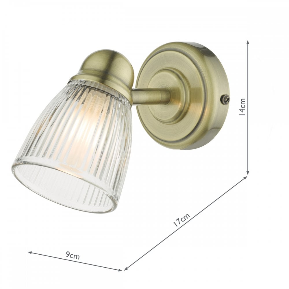 Cedric Bathroom Single Spotlight Antique Brass Glass