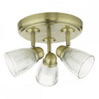 Dar CED7675 Cedric Bathroom 3 Light Spotlight Antique Brass Glass