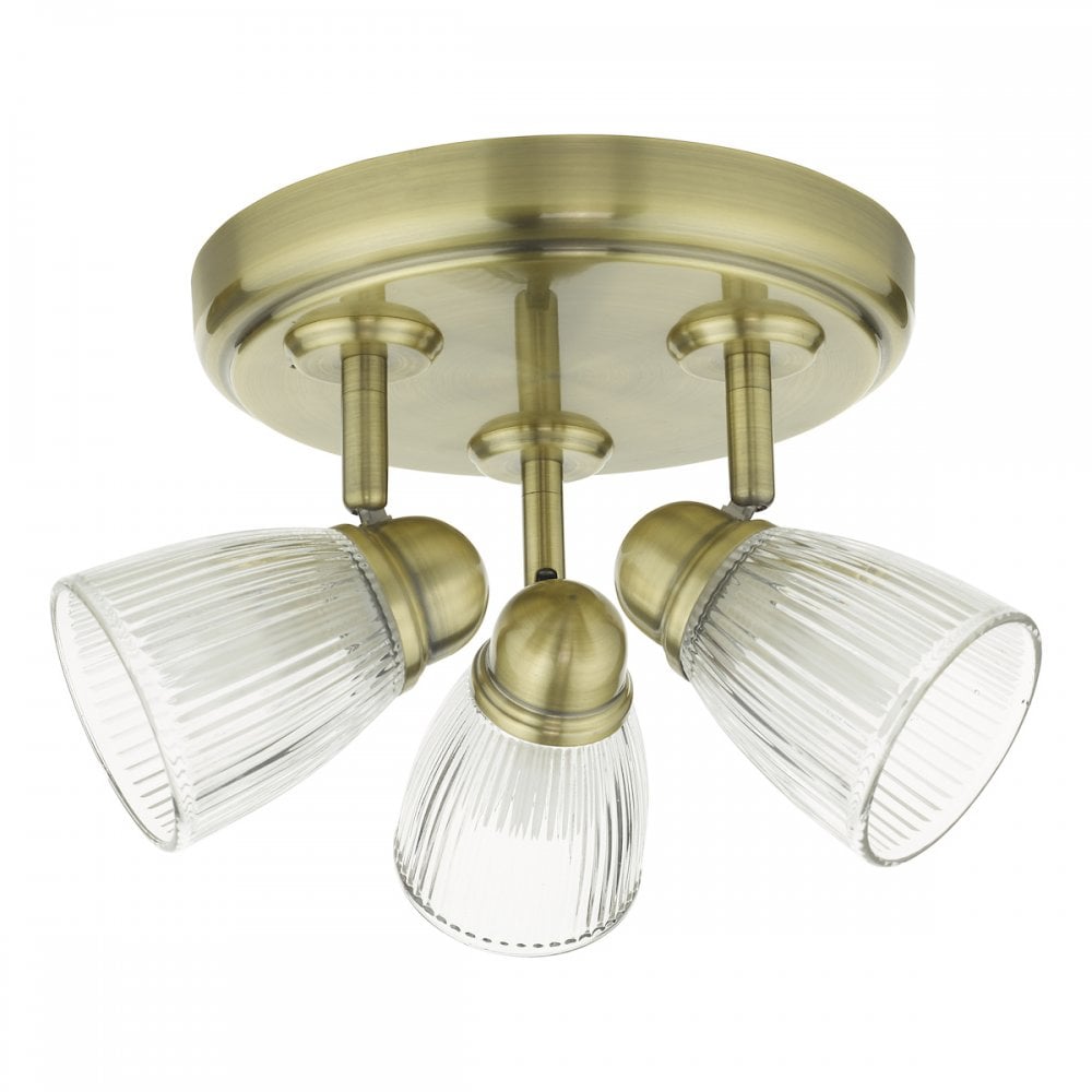 Cedric Bathroom 3 Light Spotlight Antique Brass Glass