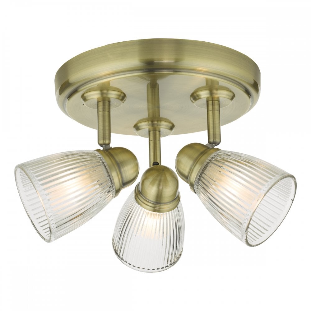 Cedric Bathroom 3 Light Spotlight Antique Brass Glass