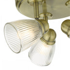 Dar CED7675 Cedric Bathroom 3 Light Spotlight Antique Brass Glass