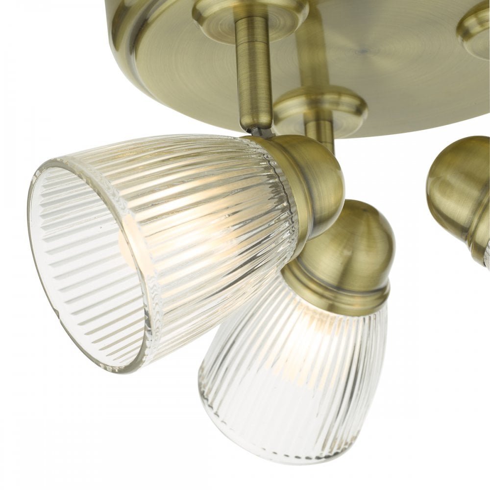 Cedric Bathroom 3 Light Spotlight Antique Brass Glass