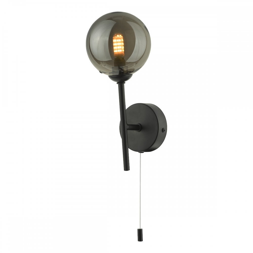Dar COH0722-01 Cohen 1 Light Wall Light Matt Black With Smoked Glass