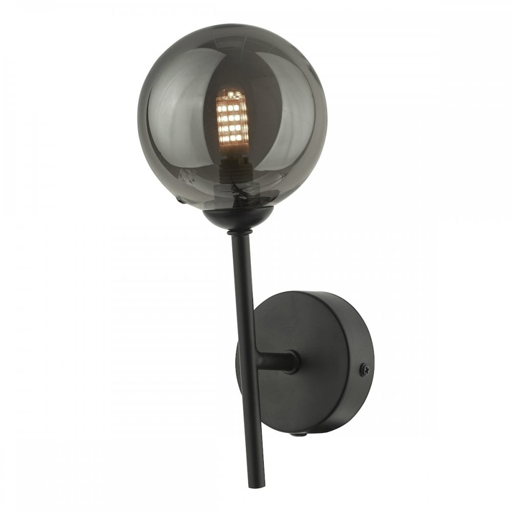 Dar COH0722-01 Cohen 1 Light Wall Light Matt Black With Smoked Glass