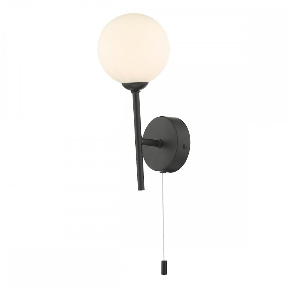 Dar COH0722-02 Cohen 1 Light Wall Light Matt Black With Opal Glass
