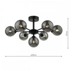 Dar COH3422-01 Cohen 7 Light Semi Flush Matt Black Smoked Glass
