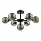 Dar COH3422-01 Cohen 7 Light Semi Flush Matt Black Smoked Glass