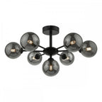 Dar COH3422-01 Cohen 7 Light Semi Flush Matt Black Smoked Glass