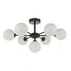 Dar COH3422-02 Cohen 7 Light Semi Flush Matt Black Opal Glass