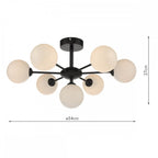 Dar COH3422-02 Cohen 7 Light Semi Flush Matt Black Opal Glass