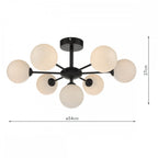 Dar COH3422-02 Cohen 7 Light Semi Flush Matt Black Opal Glass