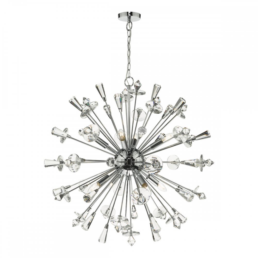 Dar EXO0850 Exodus 8 Light Pendant Polished Chrome Crystal
