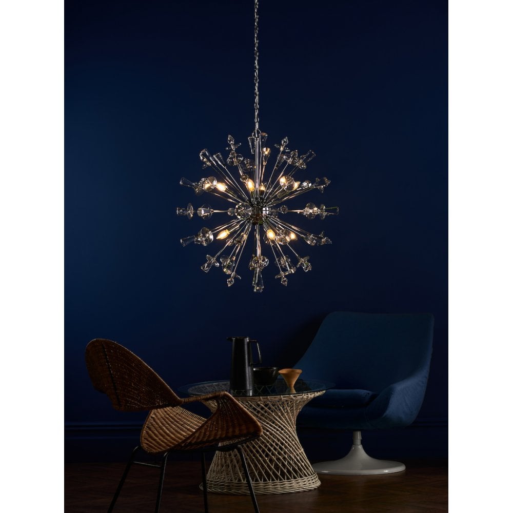 Dar EXO0850 Exodus 8 Light Pendant Polished Chrome Crystal