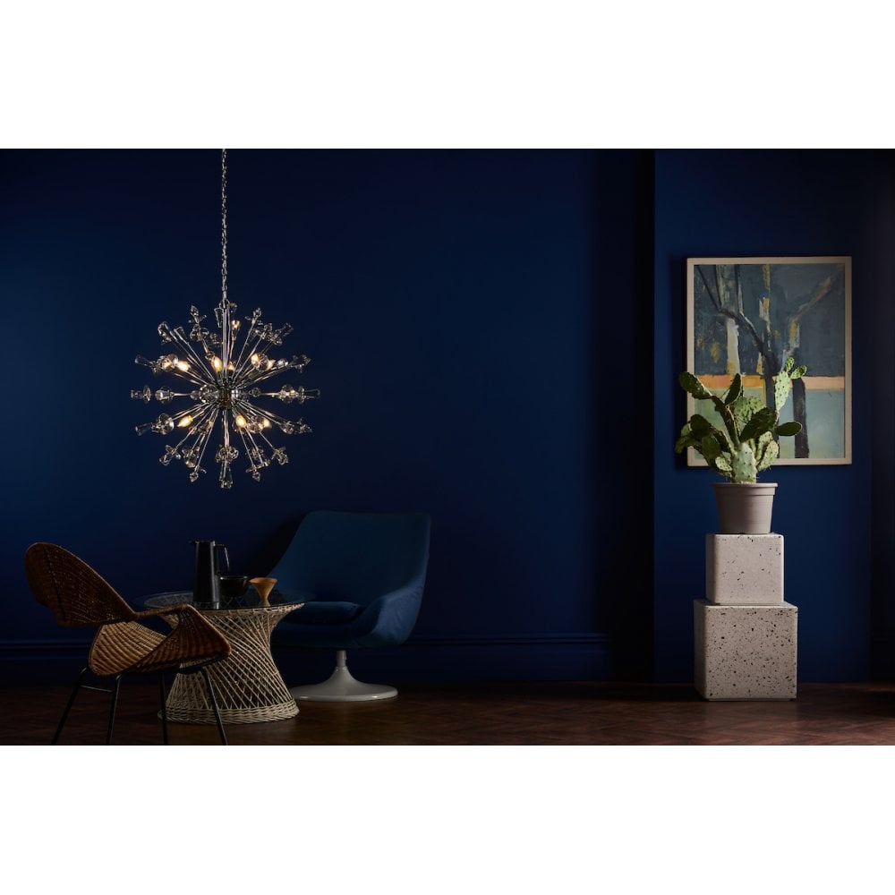 Dar EXO0850 Exodus 8 Light Pendant Polished Chrome Crystal