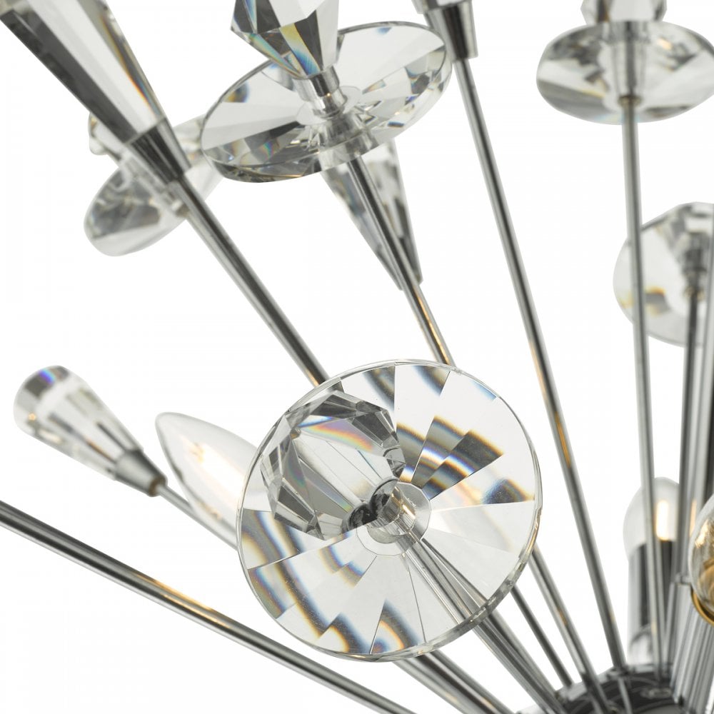 Dar EXO0850 Exodus 8 Light Pendant Polished Chrome Crystal