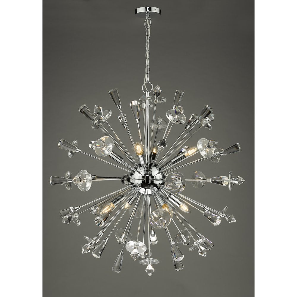 Dar EXO0850 Exodus 8 Light Pendant Polished Chrome Crystal