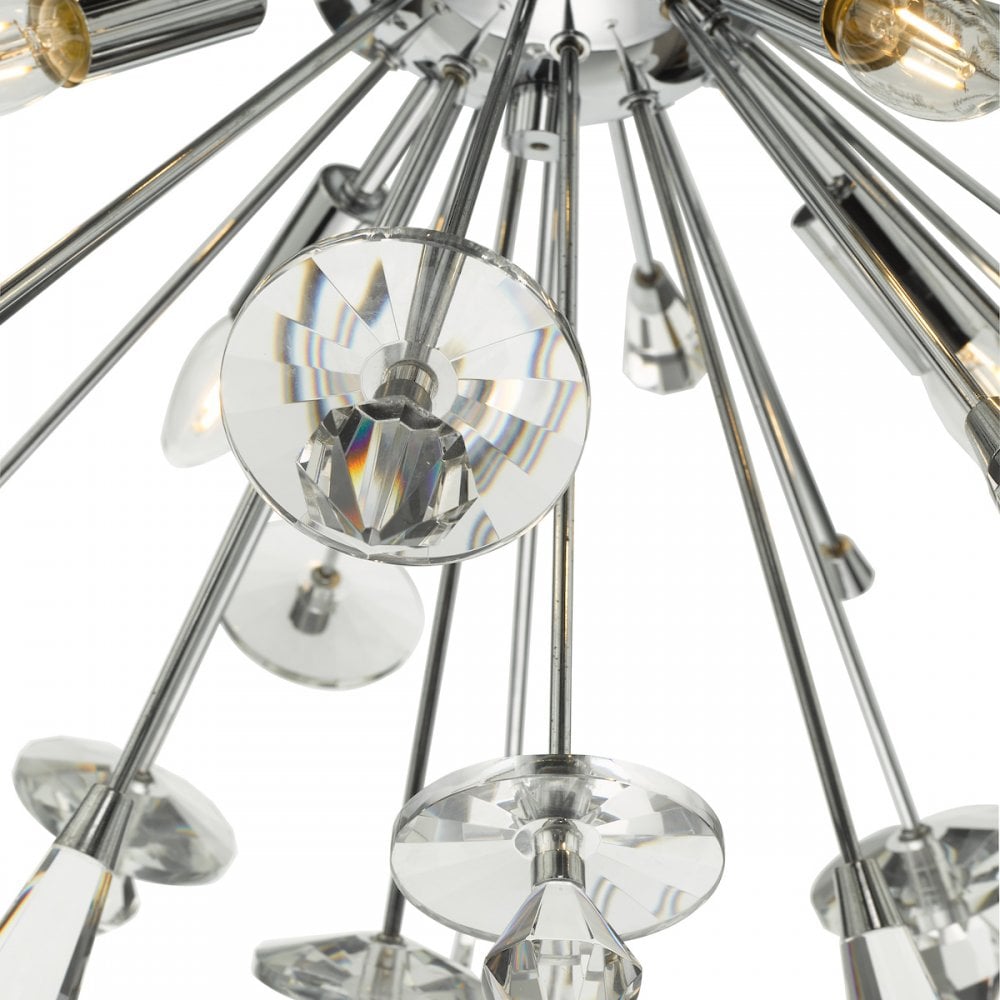 Dar EXO0850 Exodus 8 Light Pendant Polished Chrome Crystal