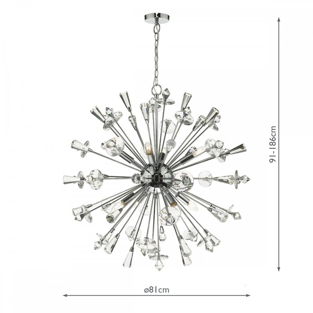 Dar EXO0850 Exodus 8 Light Pendant Polished Chrome Crystal