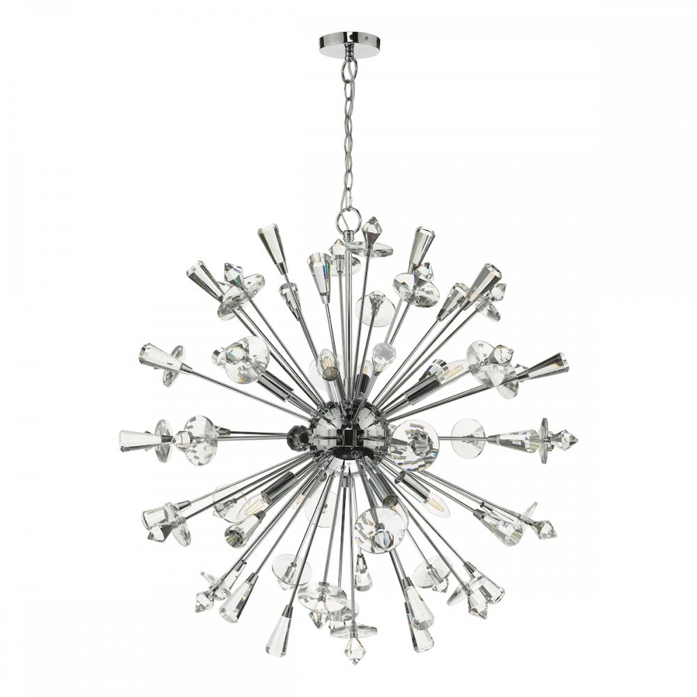 Dar EXO0850 Exodus 8 Light Pendant Polished Chrome Crystal