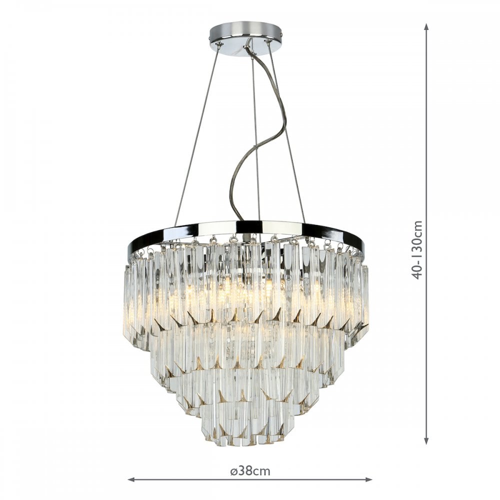 Dar FAM0538 Fame 5 Light Pendant Polished Chrome Glass