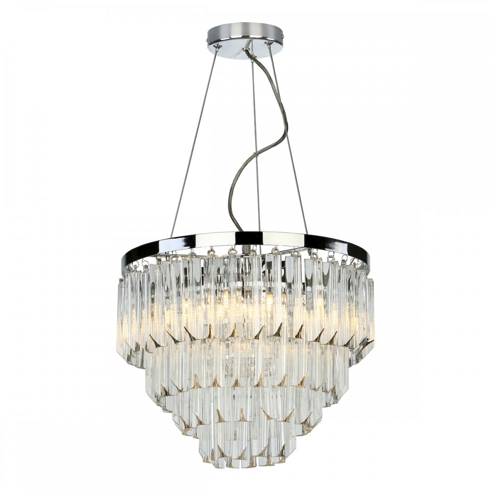 Dar FAM0538 Fame 5 Light Pendant Polished Chrome Glass