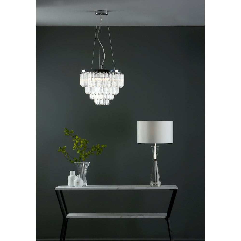 Dar FAM0538 Fame 5 Light Pendant Polished Chrome Glass