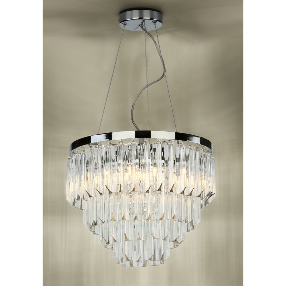 Dar FAM0538 Fame 5 Light Pendant Polished Chrome Glass