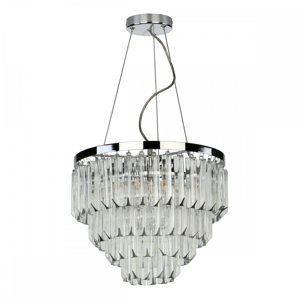 Dar FAM0538 Fame 5 Light Pendant Polished Chrome Glass