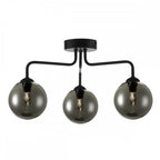 Dar FEY0322-01 Feya 3 Light Semi Flush Ceiling Light Matt Black Smoked Glass
