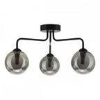 Dar FEY0322-01 Feya 3 Light Semi Flush Ceiling Light Matt Black Smoked Glass