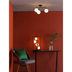 Dar FEY0322-02 Feya 3 Light Semi Flush Ceiling Light Matt Black Opal Glass