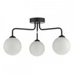 Dar FEY0322-02 Feya 3 Light Semi Flush Ceiling Light Matt Black Opal Glass