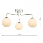 Dar FEY0350-02 Feya 3 Light Semi Flush Ceiling Light Polished Chrome Opal Glass