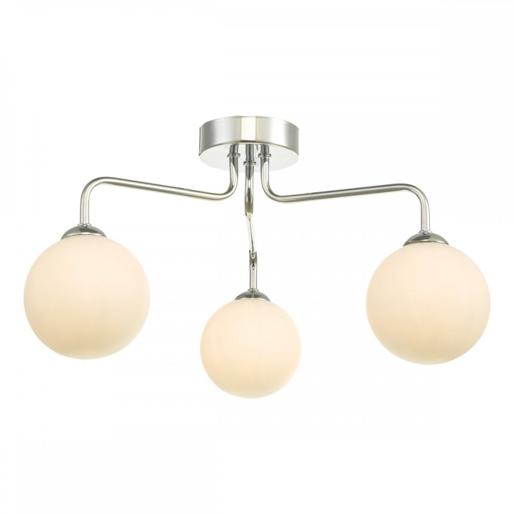 Dar FEY0350-02 Feya 3 Light Semi Flush Ceiling Light Polished Chrome Opal Glass