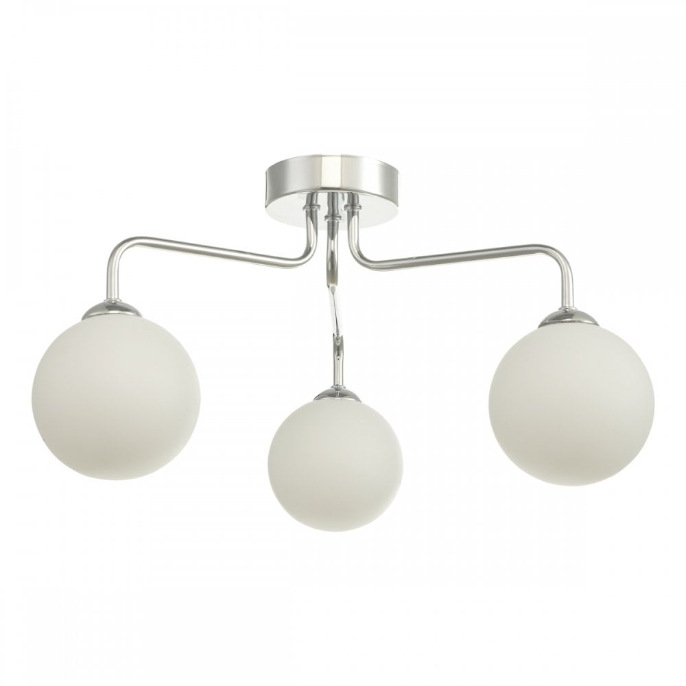Dar FEY0350-02 Feya 3 Light Semi Flush Ceiling Light Polished Chrome Opal Glass