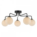 Dar FEY0522-02 Feya 5 Light Semi Flush Ceiling Light Matt Black Opal Glass