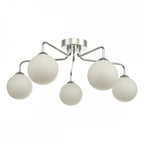 Dar FEY0550-02 Feya 5 Light Semi Flush Ceiling Light Polished Chrome Opal Glass